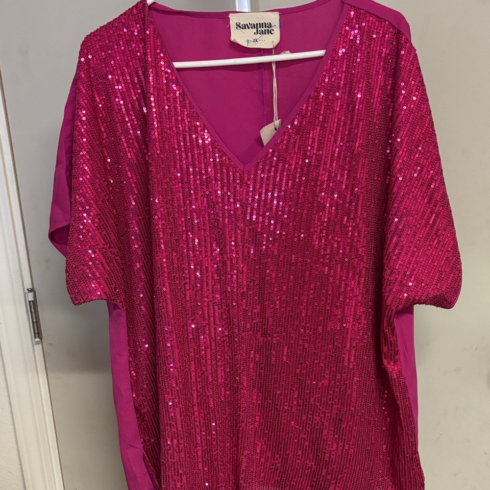 NWT Savanna Jane Pink Sequin Women's Top